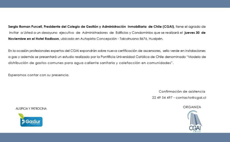 invitación gas sur - Colegio de Administradores de Chile